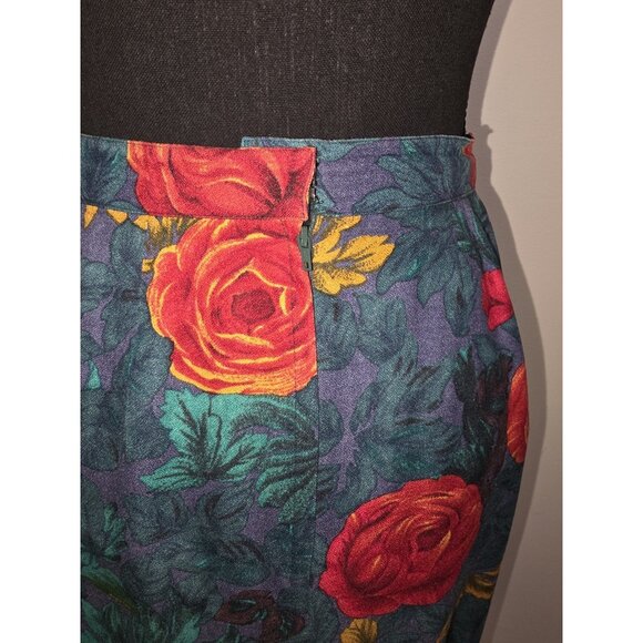 Vintage St Gillian Womens Silk Floral Faux Suede Dress Size 4 Classic Timeless - Picture 8 of 10